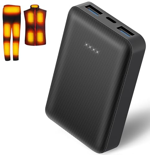 10000mAh Powerbank für Heizweste, Jacke, Hose, Mantel und Unterwäsche, Ersatzakku für 5V2A Beheizbare Kleidung