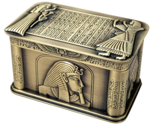 Luxshiny Vintage Schmuckschatulle Aus Metall Ägyptische Anubis-design Kreative Aufbewahrungsbox Für Ringe Und Ohrringe Dekorative Schatztruhe Für Zuhause Und Besondere Anlässe