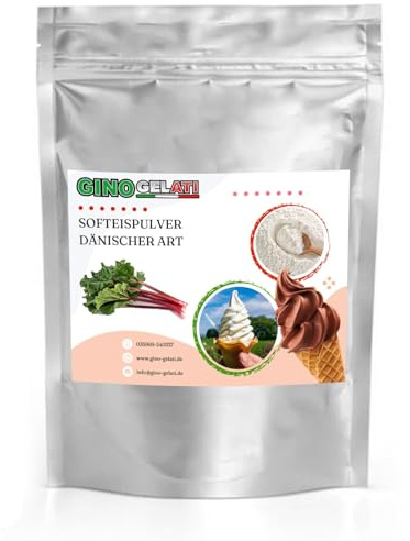 Gino Gelati Rhabarber Dänisches Softeis Pulver 10 Kg, fruchtiger Geschmack, verschiedene Geschmacksvarianten, schnell und einfach Zubereitet, Made in Germany, Eis selber machen