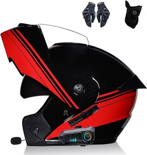 Transpirable Y Cómodo Cascos De Moto Integrales con un Micrófono Incorporado Ligero Motocicleta Todoterreno Bluetooth Cascos ECE Homologado Bluetooth Integrado Cascos de Motocicleta