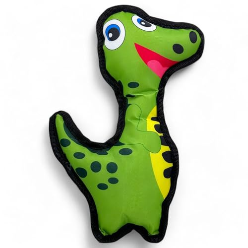 MIJOMA Hundespielzeug Dino | Wasserabweisende & Robust | Quietschendes Spielzeug für Hunde | Liebe zum Spiel | Perfekt für Spiel & Spaß auch im Wasser | Weiches Polyester (Grün)