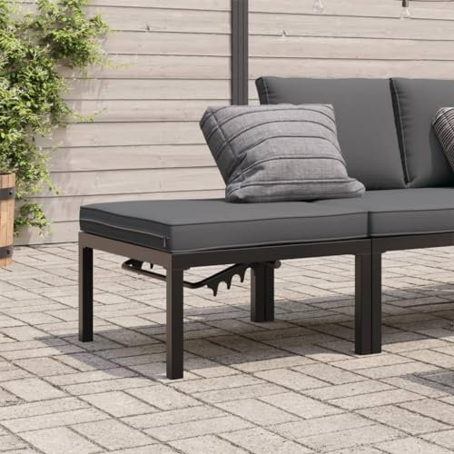 Xichuzi Gartenhocker mit Kissen Schwarz Aluminium, Balkon Hocker, Fusshocker Garten, Hocker Garten, Fußhocker Für Sessel, Gartenmöbel Hocker - 4008572