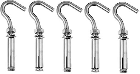 BELLIFFY 5pcs Open Expansion Hook Stainless Steel Anchor Bolt Open Cup Hooks for Hanging Heavy Duty Expansion Bolts