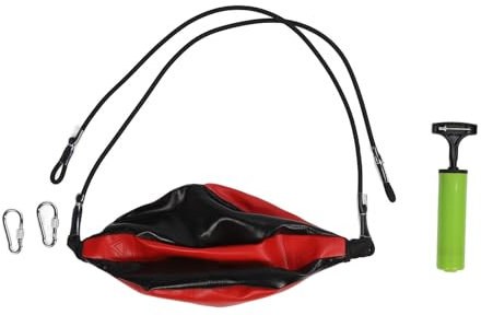 Double-End-Tasche, Double-End-Boxball, Double-End-Speed-Boxsack, mit verstellbarem Kordel-Inflator, PU-Leder, verbessert die Beweglichkeit, für Reaktion, Agilität (Schwarz Rot)