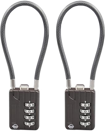 Candados de combinación de cable de 4 dígitos de 7.1 pulgadas, cable audaz para casillero de gimnasio, casco, archivadores, caja de herramientas, maleta de equipaje, mochila, color negro, paquete de 2