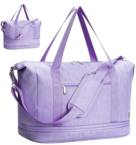 Narwey Ryanair Handgepäck 40x30x20, Sporttasche Klein Weekender Damen, Reisetasche Handgepäck Tasche Flugzeug, Easyjet Handgepäck 45x36x20, Kliniktasche Geburt Travel Bag für Damen Herren (Lila)