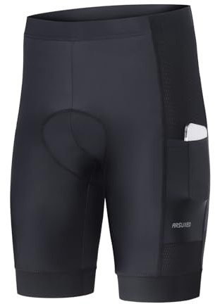 ARSUXEO Pantaloncini da Ciclismo Imbottiti Uomo 4D Imbottitura MTB Pantaloncini da Ciclismo per Uomo con Tasche per Il Telefono Sottopantaloncini da 582