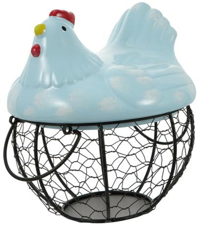 Warmhm Egg Rack Holder Chicken Shaped Iron Storage Basket Grey Egg Holder Kitchen