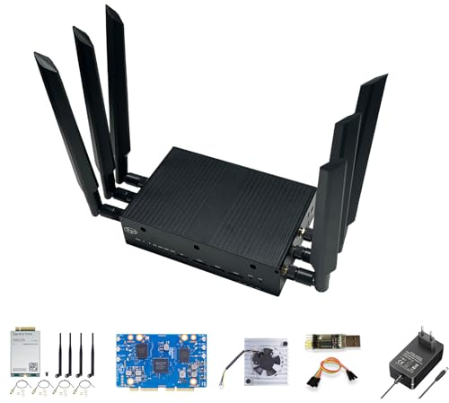 Youyeetoo Banana Pi BPI-R4 WiFi 7 Router Tarjeta de desarrollo con chip MediaTek MT7988A, 4GB RAM y 8G eMMC integrados, 2 ranuras SFP de 10 GB, 4 puertos de red Gbe (con módulo Wi-Fi 7 + 5G)
