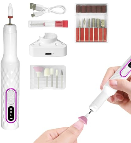 Fierudeng Machine À Poncer Les Ongles Électrique - Lime Électrique pour Ongles Sans Fil,Outil Manucure-Pédicure Rechargeable 15000 RPM Pour Ponçage, Polissage Et