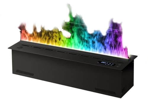 guoyjmm Cheminée électrique, Cheminée à Vapeur d'eau 3D avec Flamme Humidificateur, Cheminée électrique Encastrée, CheminéE à Vapeur avec Télécommande Tactile,Ninecolors-100cm
