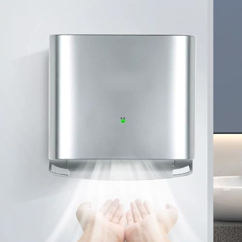 KUSOLE Sèche-Mains électrique Mural, Pesant Seulement 3,1 Kg, Facile à Installer, Puissance De 1250 W, Séchage des Mains en 10 Secondes, Matériau Abs Durable Silver