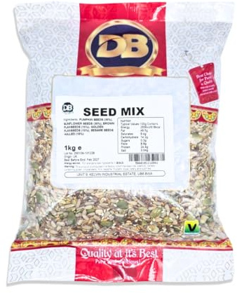 Ginco Bulk Seed Mix (1kg) - Sunflower, Pumpkin, Golden Flaxseed, Brown Flaxseed, Sesame Seeds Hulled | for Baking, Topping, Salads, Desserts, Breads | Catering Pack Seed Blend
