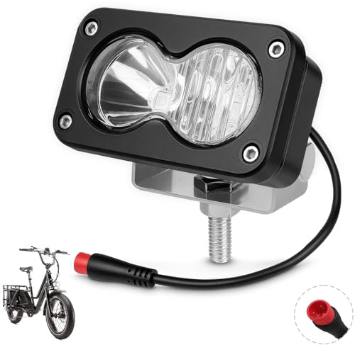 MLWRID Ebike Light, Clear White 6000-6500K Spot Floodlight 20W Ebike Headlight - 2Pin Compatible for Rad Power Bikes RadRunner RadMini RadRover RadExpand Vamoose Mammoth