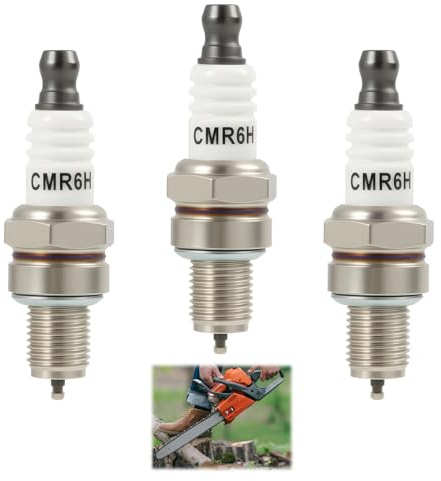 3 Stück CMR6H Zündkerze, Zündkerze für Motorsäge Freischneider Rasenmäher Blasgerät, für Stihl MS170 MS171 MS181 MS211 FS90, Husqvarna BR600, 3365, USR7AC 3365, Zündkerzen für Gartengeräte