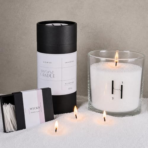 HOM33 Instant Candle Sand with Wicks 450g + Glass Jar, Pearled Wax Gift Set