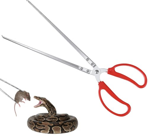 15 Inch Snake Feeding Tongs for Reptiles Extra Long Stainless Steel Large Tweezers with Anti-Slip Handle Heavy Duty Straight Mouth for Ball Python Fish Aquariums Reptiles