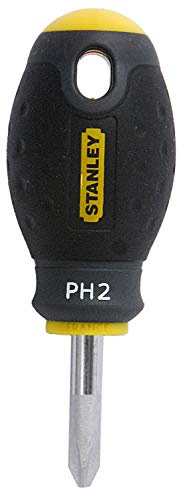 STANLEY 1-65-407 Tournevis Phillips Boule Ph2 - 30 Mm - Gamme FATMAX - Fabriqués En France - Lame En Acier - Sablage De L'Empreinte - Poignée Soft Grip - Liaison Quasi Incassable - Anticorrosion | Tournevis boule cruciforme PH2 - Diamètre 6 mm - Lame 2,5 cm - Stanley Fatmax