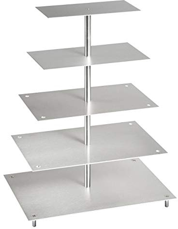 Alzata per torte in alluminio, 5 piani, rettangolare, 15 x 30-20 x 35-25 x 40-30 x 45-35 x 50 cm