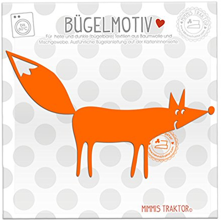 Bügelbild Viktor Fuchs 14,5 cm x 8,4 cm ORANGE Flockfolie Aufbügler Applikationen Bügelsticker für Stoffe Textilien Kinder zum Aufbügeln Flicken