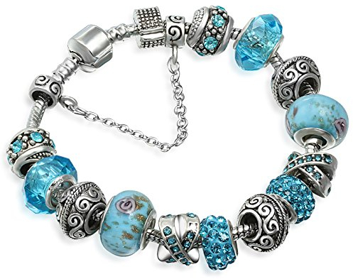 A TE berlock armband blå kristall murano glaspärlor kvinnor JWB94