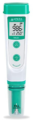Apera Instruments TDS20 TDS-Meter, digitales Messgerät mit Temperaturanzeige (1% Genauigkeit, ±0.5°C, wasserfest, ATC, Tragekoffer)