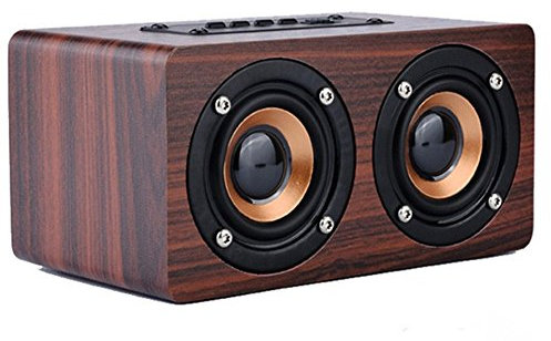 Veemoo Enceintes en Bois sans Fil Bluetooth Haut-Parleur Portable Stéréo Haut-parleurs 10W 8 Heures de Récréation avec Mic AUX pour iPhone iPod iPad Samsung LG HTC PC MP3