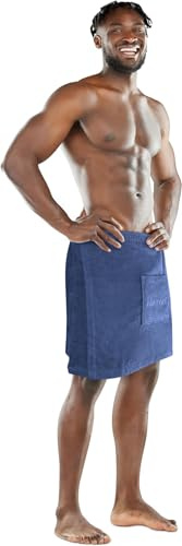 normani Saunakilt Saunatuch für Herren 100% Bio Baumwolle mit praktischem Schnellverschluss Oeko-Tex® 100 Marine OneSize