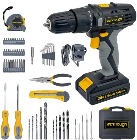 Werktough 77PCS 18/20V Cordless Drill Screwdriver Tool Kit Set | Tool box Storage Case, Men gift, home repair,home improvement,easy to use,diy tools,Multifunctional Tool Kit