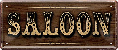 WOGEKA ART Cartel de chapa retro – Saloon Western Ranch – Divertido mensaje como idea de regalo para cumpleaños Navidad para decoración, 28 x 12 cm, diseño vintage de metal 1192