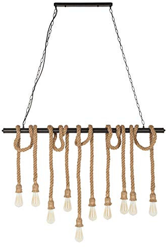 invicta INTERIOR Maritime Hängeleuchte SEVEN SEAS II 120cm Seil Lampe mit 10 Leuchten Taulampe Pendelleuchte Hängelampe