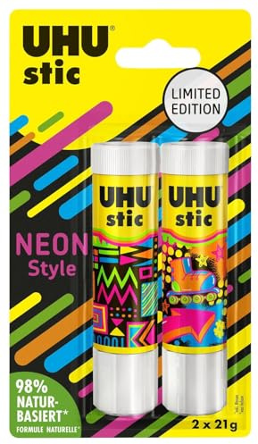 UHU Klebestift Smiley Edition, Blister 2 x 21 g, Schwarz