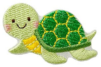 Mono-Quick Bügelbild Aufnäher Patch Applikation zum Aufbügeln Schildkröte grün 4,0 x 2,5 cm (06782)