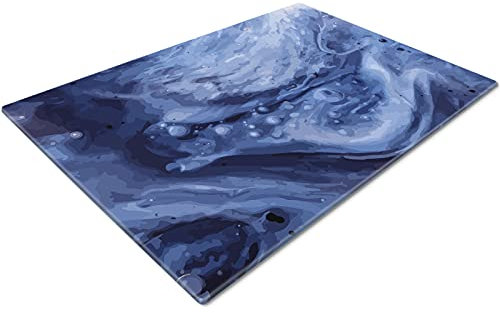 Glass Chopping Board | Non Slip Worktop Saver for Kitchen | Small Blue Navy Design