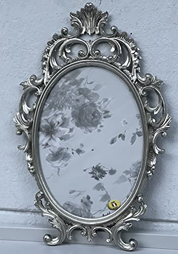 C531 Cadre photo baroque en argent vieilli avec verre 43 x 27 cm
