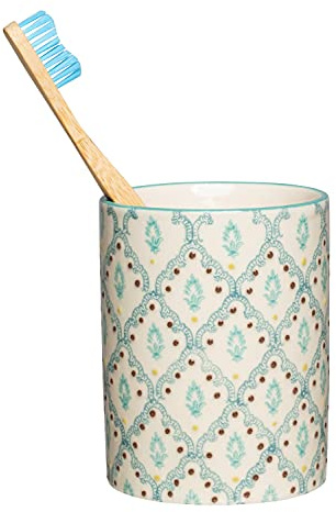 Tranquillo Zahnbürstenhalter Oriental, für Zahnbürsten und eine Tube, Becher aus Steinzeug, 8 x 8 x 11 cm
