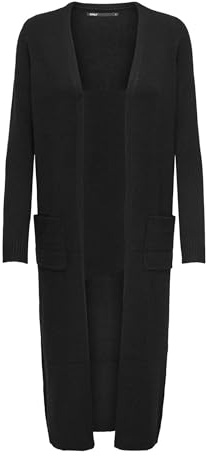 ONLY ONLLESLY L/S Open Long Cardigan KNT Noos, Noir, M Femme