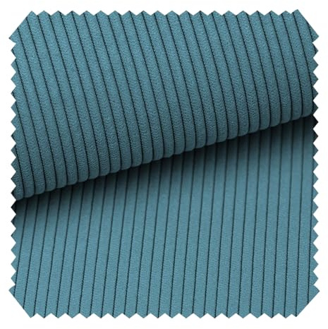 novely® ONTRE - Samtiger Polsterstoff in Feincord-Optik - Robuster Möbelstoff - Pflegeleichte Meterware 1 lfm Farbe: | 12 Türkis Petrol