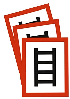 3 Stück – Aufkleber Hinweis Feuerwehr „Anleiterstelle Stelle zum Anleitern“ Schild Folie selbstklebend DIN 4066 | 20x25cm Made in Germany