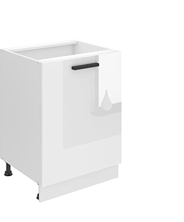 Belini Unterschrank SD 60 cm, ohne Arbeitsplatte, Weiß Hochglanz | Küche, Küchenunterschrank Breite, Küchenschrank mit 1 Tür