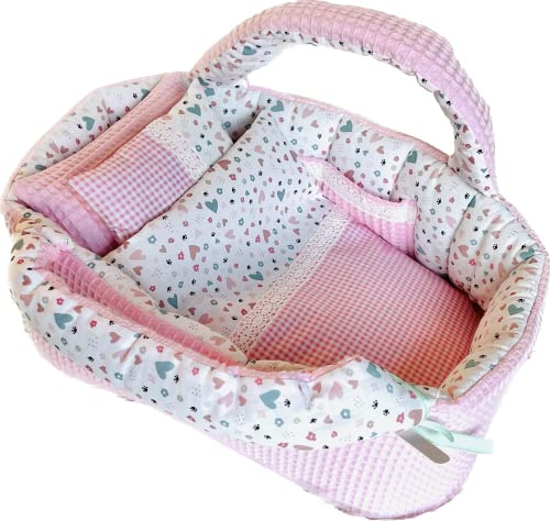 Puppentragetasche für Puppen von 30 bis 55 cm, Rosa, Baumwolle, Geschenk, Waschbar (50-55 cm)