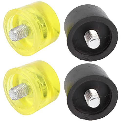 Steel Pipe Mallet Head 4 Pcs Rubber Hammer Replacement Striking Head Yellow Black Plastic Mallet Head Tips Set for Jewelry Craftsman, Leather, Wood, Flooring Installation (Φ25mm)