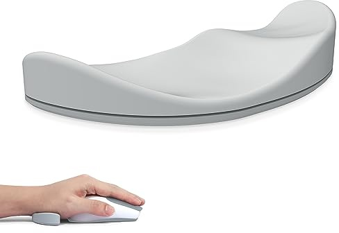 ATTACK SHARK Silikon Maus Handgelenkauflage, Ergonomische Mausstütze | Bequeme Silikon Oberfläche, Schmerzreduzierende Unterstützung, Reibungsloses Gleiten, Langlebig Leicht, Linke Hand, Grau