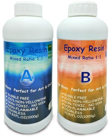 2L/70.54 flOZ Epoxidharz Set-Transparent Epoxidharz Set Anfänger, Blasenfreies Kristallklares Epoxidharz mit Messbechern, für Holz, künstlerische Kreationen,Wandfliesen,Kunst, Handwerk