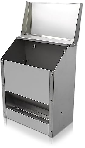 MUYIRTED 10kg Futterautomat Für Hühner, Geflügel Futterautomat Edelstahl, Automatischer Futterspender Für Hühnerfutter, Futtertrog Für Hühner Und Wachteln, Hängende Futternapf