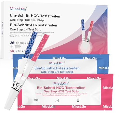 MISSLAN 50 Ovulationstest 20 Schwangerschaftstest streifen 25mIU/ml Sensitivität Schwangerschaftstest mit wochenbestimmung 20HCG & 50LH