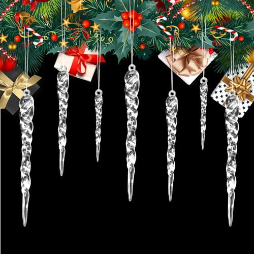 CONNECTION 42 Stücke Christbaumschmuck eiszapfen Anhänger Eiszapfen Weihnachtsdeko Transparente Acryl Eiszapfen Weihnachten Eiszapfen Weihnachtsbaum Eiszapfen Acryl Eiszapfen Deko Eiszapfen Ornamente