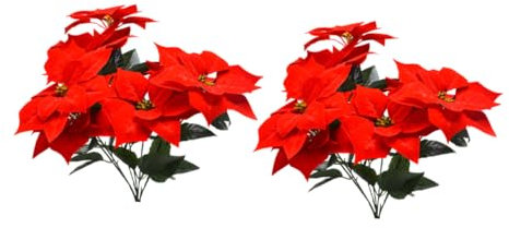 HOMSFOU Kräftige Rote Weihnachtsblumensträuße Künstliche Weihnachtssterne Weihnachtsarrangements für Das Home Office und Veranstaltungen
