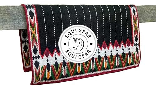 EQUIGEAR Western Show Horse Satteldecke aus neuseeländischer Wolle, Western-Design, handgefertigte Satteldecke, Wollpolster, Sensor Flex (Anpassung möglich), WZ78 (34x36)