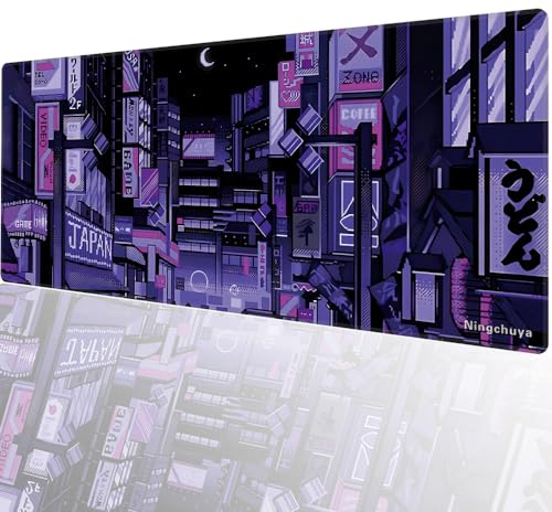 Ningchuya Grand tapis de souris de jeu étendu 70,1 x 30 cm, base en caoutchouc antidérapant durable avec bords cousus, tapis de clavier d'ordinateur pour jeux, bureau et maison (70 x 76 cm,